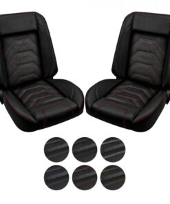 TMI Bucket Seat Sport S Pro-Series Low Back Black With Brackets Pair Chevrolet C10 1960-1972