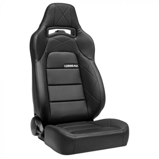 Corbeau Seat Trailcat Reclining Black Vinyl With Black HD Vinyl Insert Pair