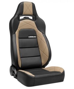 Corbeau Seat Trailcat Reclining Black Vinyl With Beige HD Vinyl Insert Pair