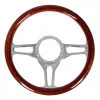 Classics Steering Wheel 14 Billet Aluminum With Walnut Half Wrap 9 Bolt Hub