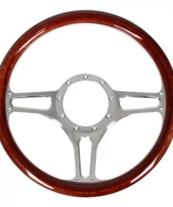 Classics Steering Wheel 14 Billet Aluminum With Walnut Half Wrap 9 Bolt Hub