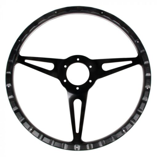 Classics Steering Wheel 15 6-Bolt Black Forest with Black Slotted Spokes